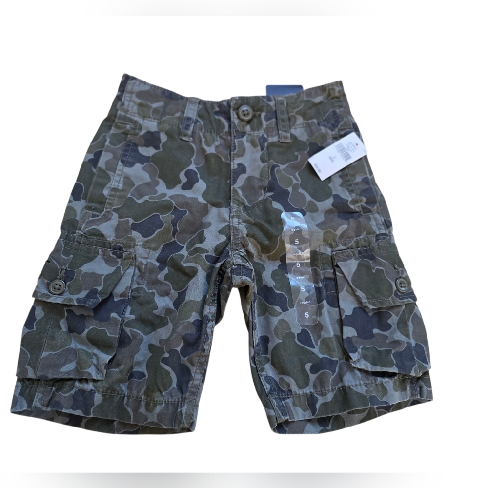 GAP KIDS Camo Adjustable Waist Cargo Shorts Size 5 Regular NWT